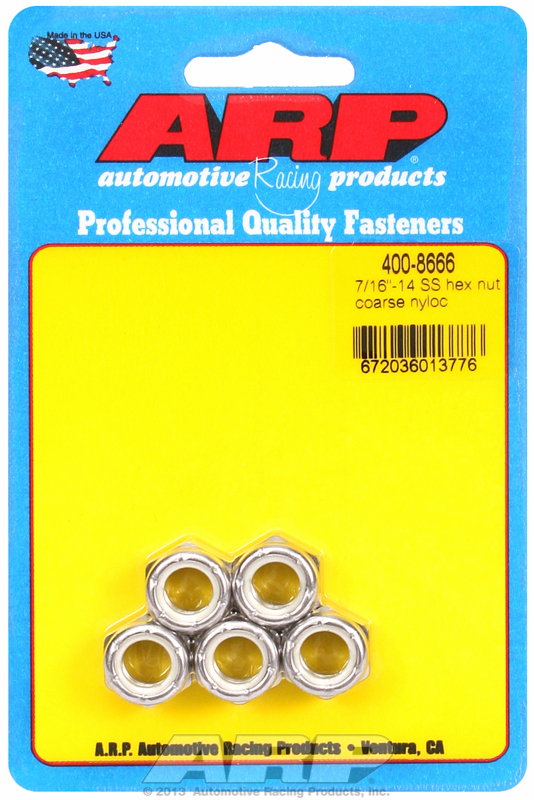 ARP 400-8666 - 7/16-14 SS coarse nyloc hex nut kit