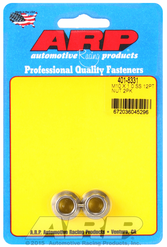 ARP 401-8331 - M10 x 1.0 SS 12pt Nut Kit (2/pkg) ARP 401-8331 - M10 x 1.0 SS 12pt Nut Kit (2/pkg)