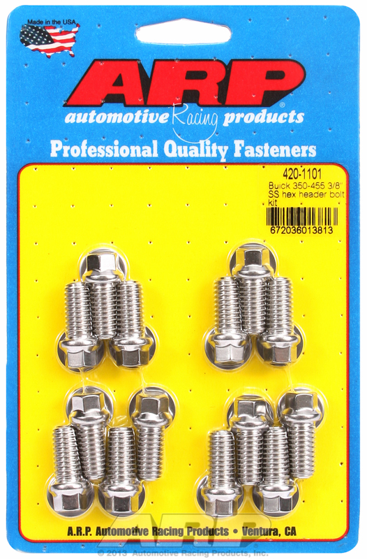 ARP 420-1101 - Buick 350-455 3/8 SS hex header bolt kit