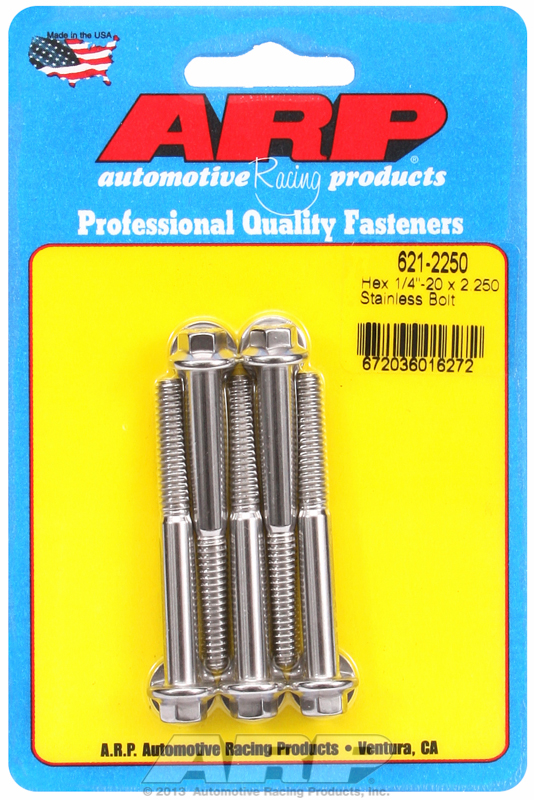 ARP 621-2250 - 1/4-20 x 2.250 Hex SS Bolts (5/pkg) ARP 621-2250 - 1/4-20 x 2.250 Hex SS Bolts (5/pkg)