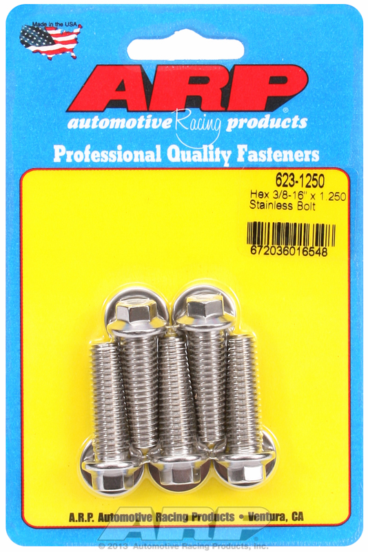 ARP 623-1250 - 3/8-16 x 1.250 Hex SS Bolts (5/pkg) ARP 623-1250 - 3/8-16 x 1.250 Hex SS Bolts (5/pkg)