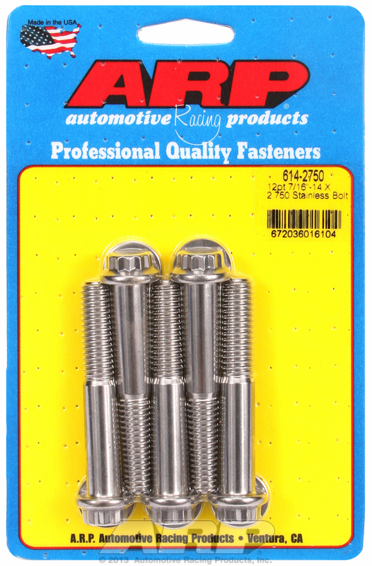 ARP 614-2750 - 7/16 Inch -14x2.750 12pt Wrenching SS Bolts (5/pkg) ARP 614-2750 - 7/16 Inch -14x2.750 12pt Wrenching SS Bolts (5/pkg)