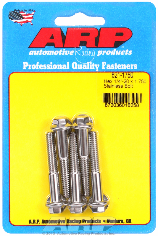 ARP 621-1750 - 1/4 in.-20 RH Thread 1.750 in Hex Head SS 300 Bolts - Set of 5 ARP 621-1750 - 1/4 in.-20 RH Thread 1.750 in Hex Head SS 300 Bolts - Set of 5