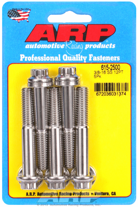 ARP 615-2500 - 3/8 in.-16 RH Thread, 2.50 in 12 Point SS 300 Bolts - Set of 5 ARP 615-2500 - 3/8 in.-16 RH Thread, 2.50 in 12 Point SS 300 Bolts - Set of 5