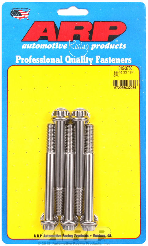 ARP 615-3750 - 3/8-16 x 3.750 12pt 7/16 Wrenching SS Bolts (Pack of 5)
