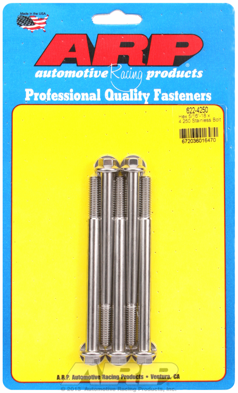 ARP 622-4250 - 5/16-18 x 4.250 hex SS bolts ARP 622-4250 - 5/16-18 x 4.250 hex SS bolts