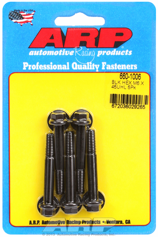 ARP 660-1006 - M6 x 1.00 x 45 Hex Black Oxide Bolts (5/pkg)