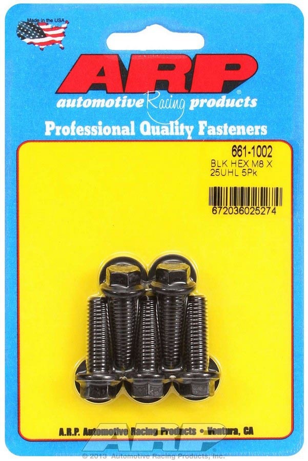 ARP 661-1002 - M8 x 1.25 x 25 Black Oxide Hex Bolts (5/pkg)
