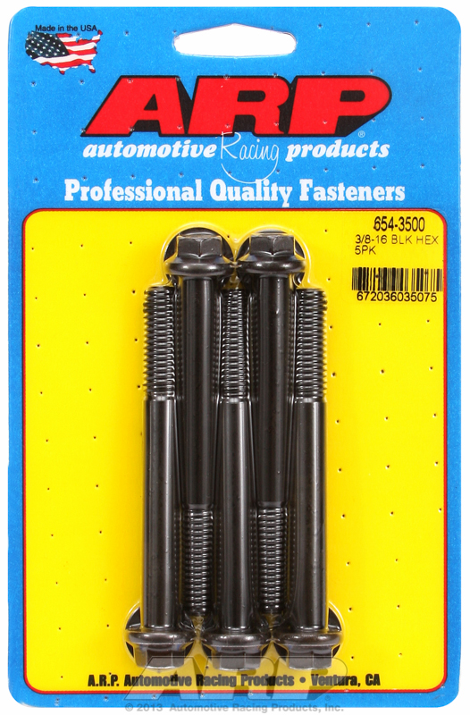 ARP 654-3500 - 3/8in - 16 x 3.500 hex 7/16 Wrenching Black Oxide Bolts (5/pkg) ARP 654-3500 - 3/8in - 16 x 3.500 hex 7/16 Wrenching Black Oxide Bolts (5/pkg)
