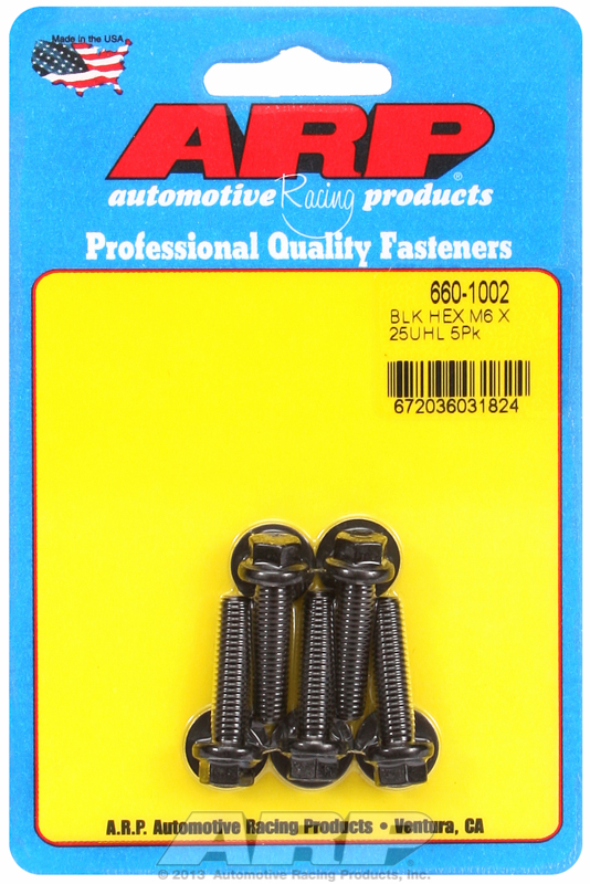 ARP 660-1002 - M6 x 1.00 x 25 Black Oxide Hex Bolts (5/pkg)