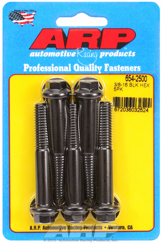 ARP 654-2500 - 3/8in - 16 x 2.500 hex 7/16 Wrenching Black Oxide Bolts (5/pkg)
