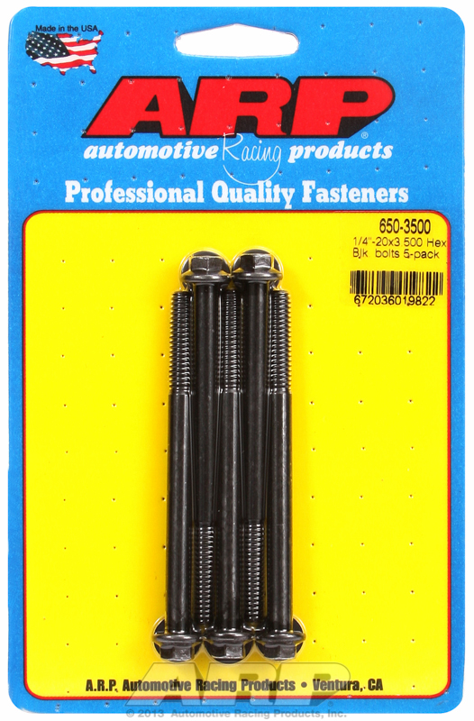 ARP 650-3500 - 1/4-20 X 3.500 Hex Black Oxide Bolts ARP 650-3500 - 1/4-20 X 3.500 Hex Black Oxide Bolts