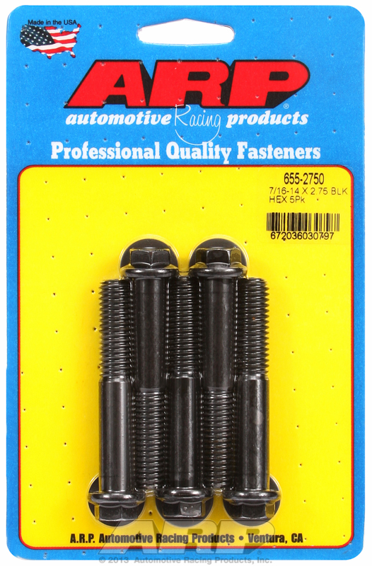 ARP 655-2750 - 7/16-14 x 2.750 Hex Black Oxide Bolts (Pack of 5)