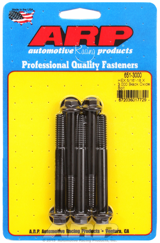 ARP 651-3000 - 5/16 in.-18 RH Thread, 3.000 in Hex Head Custom 450 Bolts - Set of 5 ARP 651-3000 - 5/16 in.-18 RH Thread, 3.000 in Hex Head Custom 450 Bolts - Set of 5