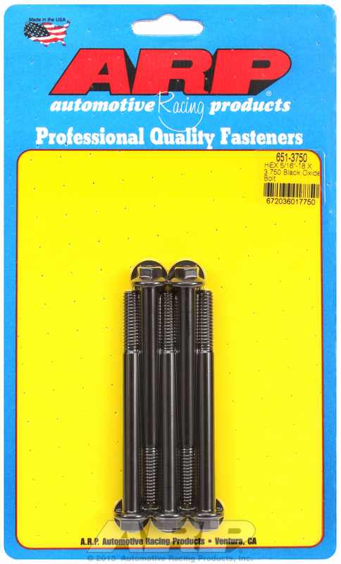 ARP 651-3750 - 5/16-18 X 3.750 hex black oxide bolts