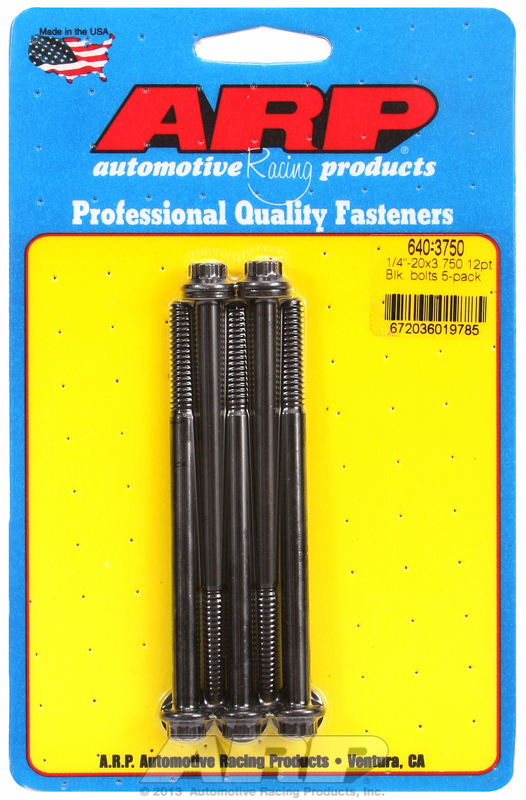 ARP 640-3750 - 1/4-20 x 3.750 12pt Black Oxide Bolts (5/Pkg)