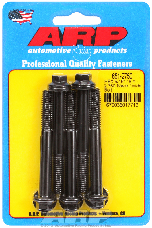 ARP 651-2750 - 5/16 in.-18 RH Thread, 2.750 in Hex Head Custom 450 Bolts - Set of 5 ARP 651-2750 - 5/16 in.-18 RH Thread, 2.750 in Hex Head Custom 450 Bolts - Set of 5