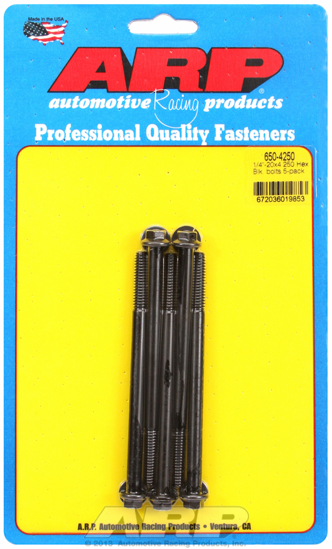 ARP 650-4250 - 1/4-20 X 4.250 hex black oxide bolts