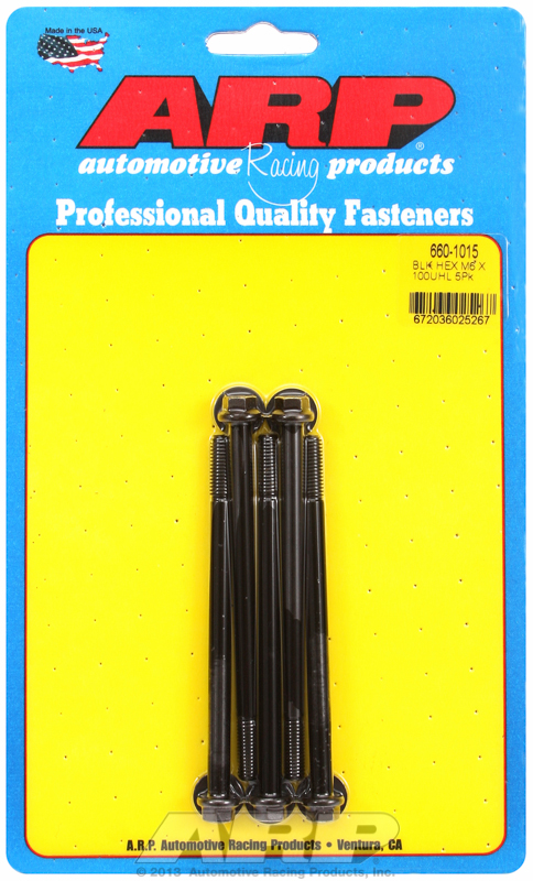 ARP 660-1015 - M6 x 1.00 x 100 Hex Black Oxide Bolts (5/pkg)