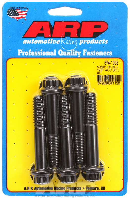 ARP 674-1008 - M12 x 1.50 x 70 12pt Black Oxide Bolts (Set of 5)