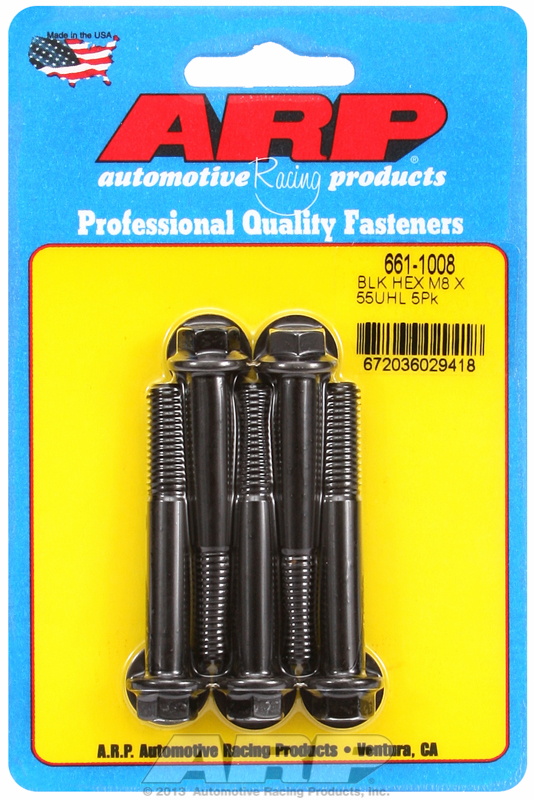 ARP 661-1008 - M8 x 1.25 x 55 Hex Black Oxide Bolts (5/pkg)