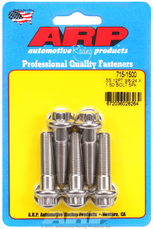 ARP 715-1500 - 3/8 in.-24 RH Thread, 1.500 in 12 Point SS 300 Bolts - Set of 5