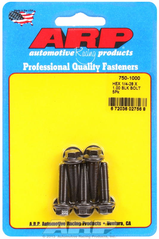 ARP 750-1000 - 1/4-28 x 1.000 Hex Black Oxide Bolts (5/pkg) ARP 750-1000 - 1/4-28 x 1.000 Hex Black Oxide Bolts (5/pkg)