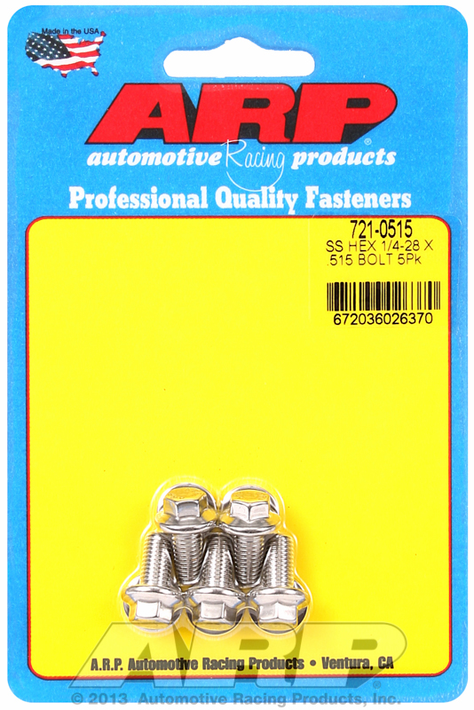 ARP 721-0515 - 1/4-28 x 0.515 Hex SS Bolts (5/pkg)