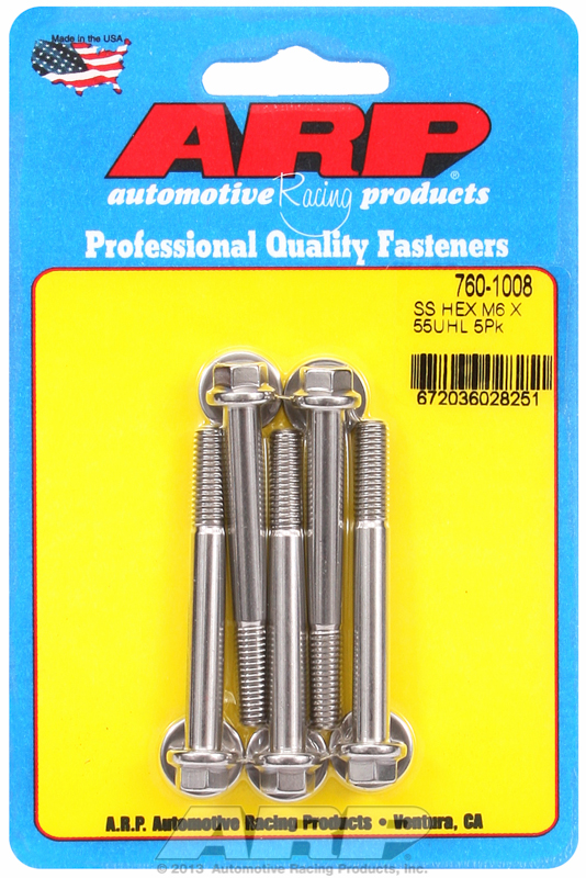ARP 760-1008 - M6 x 1.00 x 55 SS Hex Bolts (5/pkg) ARP 760-1008 - M6 x 1.00 x 55 SS Hex Bolts (5/pkg)