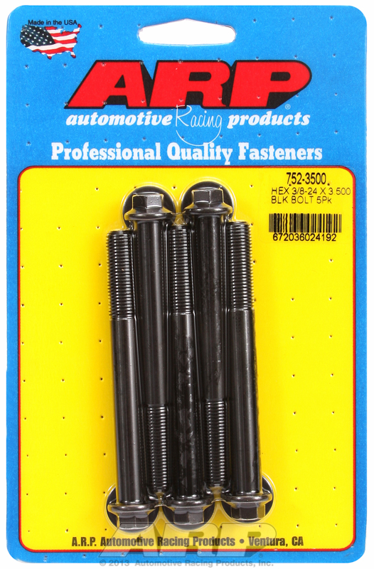 ARP 752-3500 - 3/8-24 x 3.500 Hex Black Oxide Bolts (5/pkg)