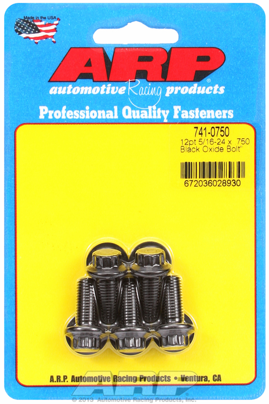 ARP 741-0750 - 5/16 Inch -24x.750 12pt Black Oxide Bolts (5/pkg) ARP 741-0750 - 5/16 Inch -24x.750 12pt Black Oxide Bolts (5/pkg)