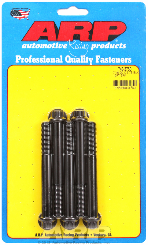 ARP 743-3750 - 7/16in - 20 x 3.750in 12pt Black Oxide Bolts (5/pkg)
