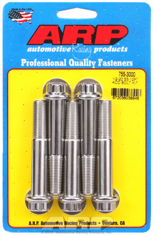 ARP 755-3000 - 1/2in -20 x 3.000in 12pt SS Bolts (5/pkg) ARP 755-3000 - 1/2in -20 x 3.000in 12pt SS Bolts (5/pkg)