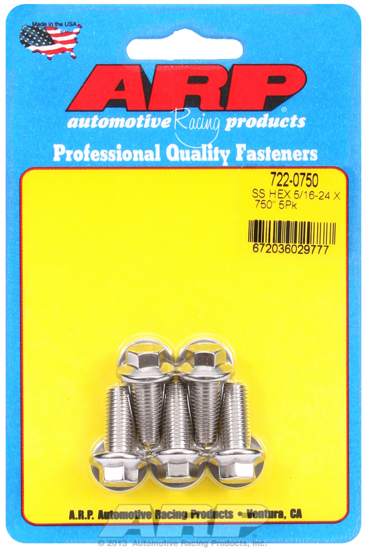 ARP 722-0750 - 5/16 in.-24 RH Thread, 0.750 in Hex Head SS 300 Bolts - Set of 5