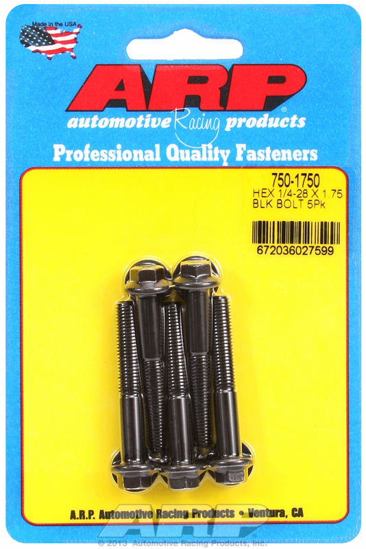 ARP 750-1750 - 1/4-28 x 1.750 hex black oxide bolts ARP 750-1750 - 1/4-28 x 1.750 hex black oxide bolts