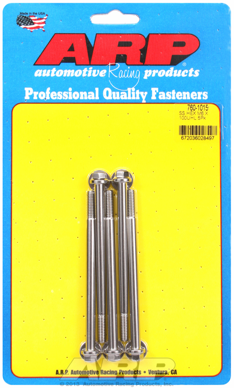 ARP 760-1015 - M6 x 1.00 x 100 hex SS bolts ARP 760-1015 - M6 x 1.00 x 100 hex SS bolts