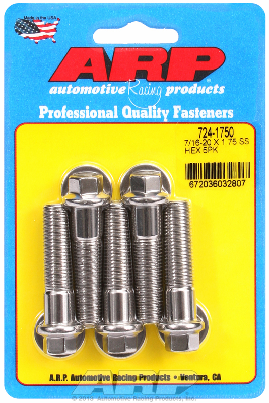 ARP 724-1750 - 7/16-20 x 1.750 Hex SS Bolts (5/pkg) ARP 724-1750 - 7/16-20 x 1.750 Hex SS Bolts (5/pkg)