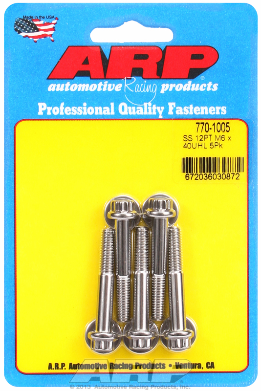 ARP 770-1005 - M6 x 1.00 x 40 SS 12pt Bolts (5/pkg)