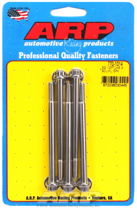 ARP 770-1014 - M6 x 1.00 x 90 12pt Stainless Steel Bolt Kit (5/pkg) ARP 770-1014 - M6 x 1.00 x 90 12pt Stainless Steel Bolt Kit (5/pkg)