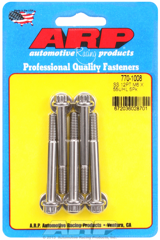 ARP 770-1008 - M6 x 1.00 x 55 12pt Stainless Steel Bolts - 5pk