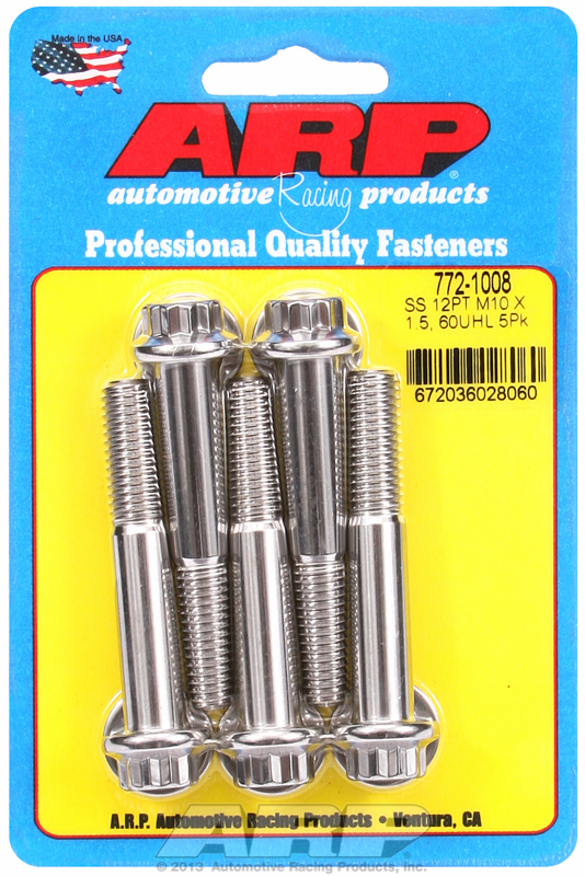 ARP 772-1008 - M10 x 1.50 x 60 12pt SS Bolts (5/pkg) ARP 772-1008 - M10 x 1.50 x 60 12pt SS Bolts (5/pkg)