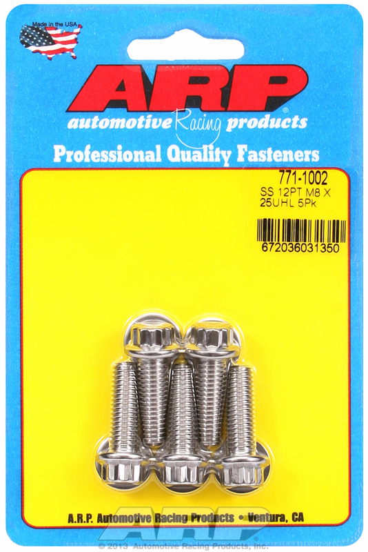 ARP 771-1002 - M8 x 1.25 x 25 12pt SS Bolts (5/pkg)
