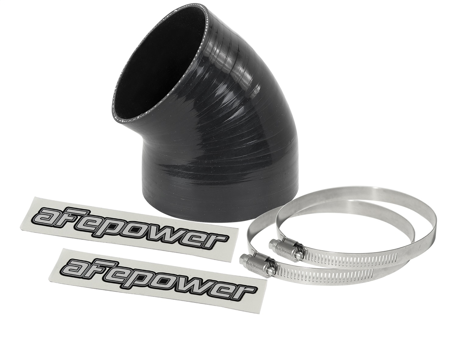 aFe Power 59-00085 - Magnum FORCE CAI Univ. Silicone (4.125in to 3.5in ID / 49 Deg.) Elbow Reducing Coupler - Black