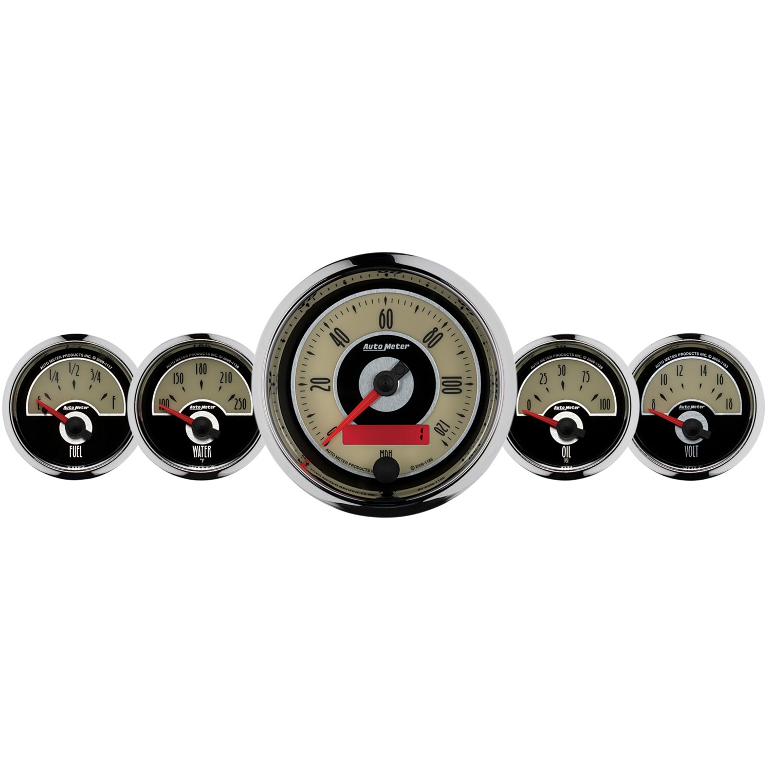 AutoMeter 1101 - Gauge Kit 5 Pc. 3-3/8in. & 2-1/16in. Elec. Speedometer Cruiser
