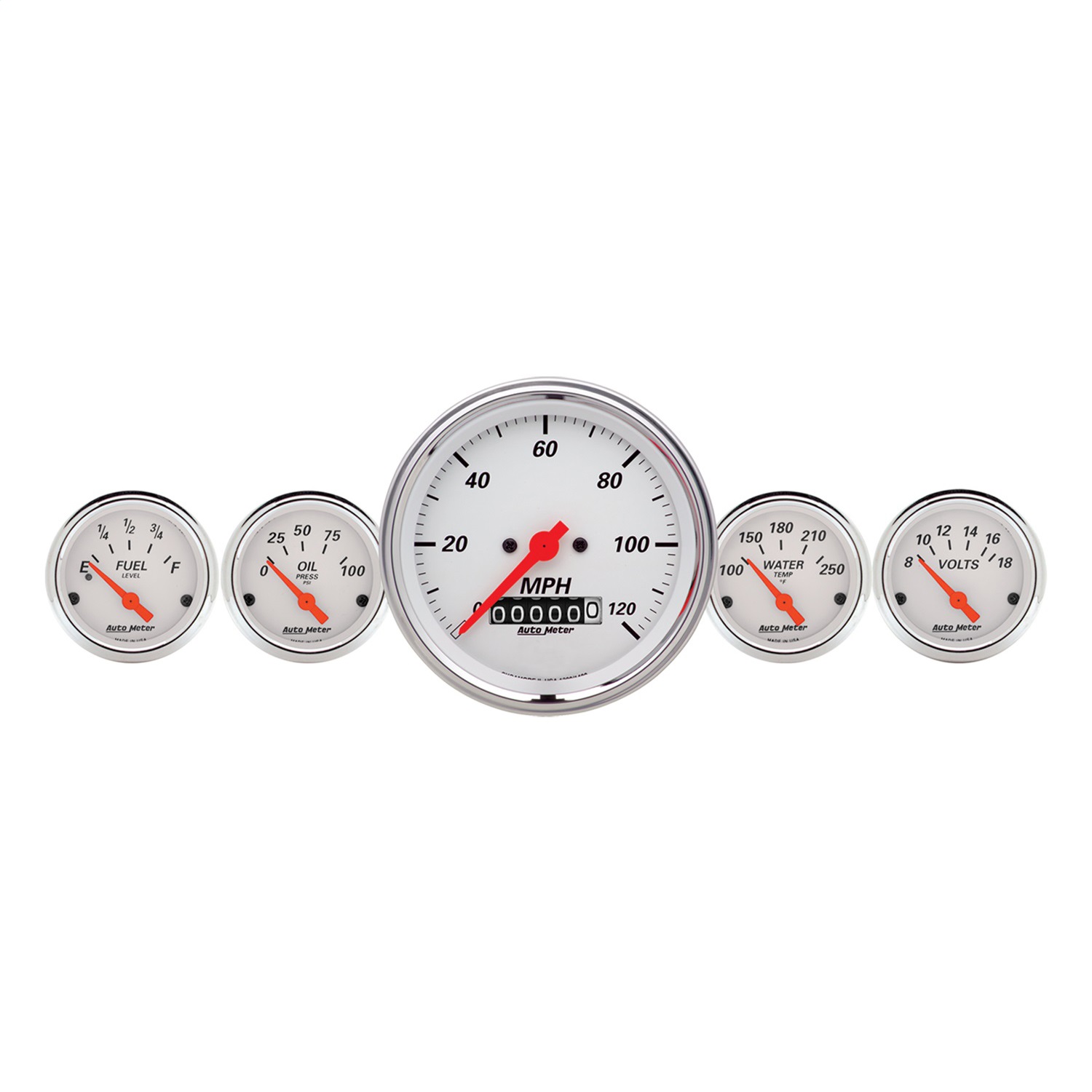 AutoMeter 1340 - Arctic White 3-3/8in Electric Speedometer with Wheel Odometer/ 2-1/16in Oil Pressure AutoMeter 1340 - Arctic White 3-3/8in Electric Speedometer with Wheel Odometer/ 2-1/16in Oil Pressure