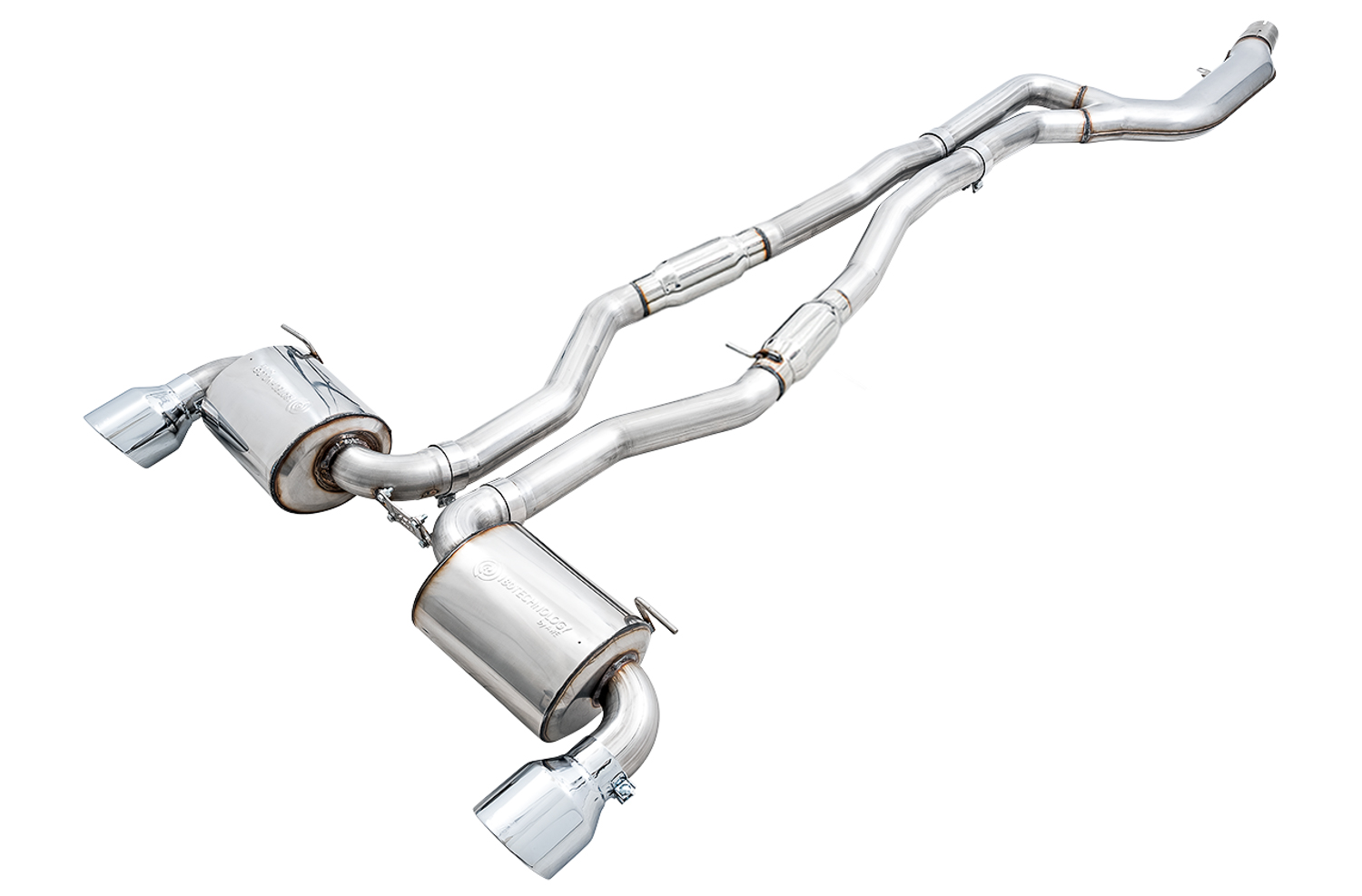 AWE 3015-32118 - 2020 Toyota Supra A90 Resonated Touring Edition Exhaust - 5in Chrome Silver Tips