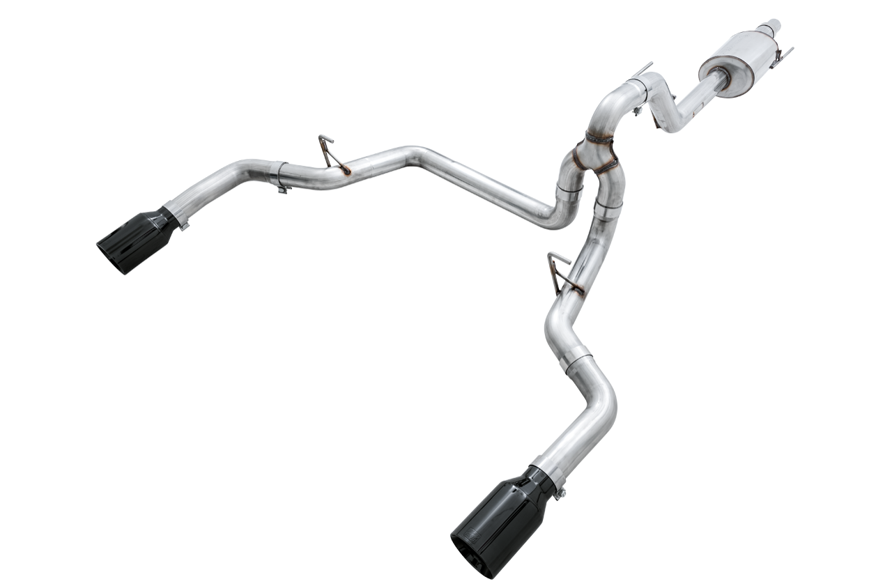 AWE 3015-33120 - 2015+ Ford F-150 0FG Dual Exit Performance Exhaust System w/5in Diamond Black Tips