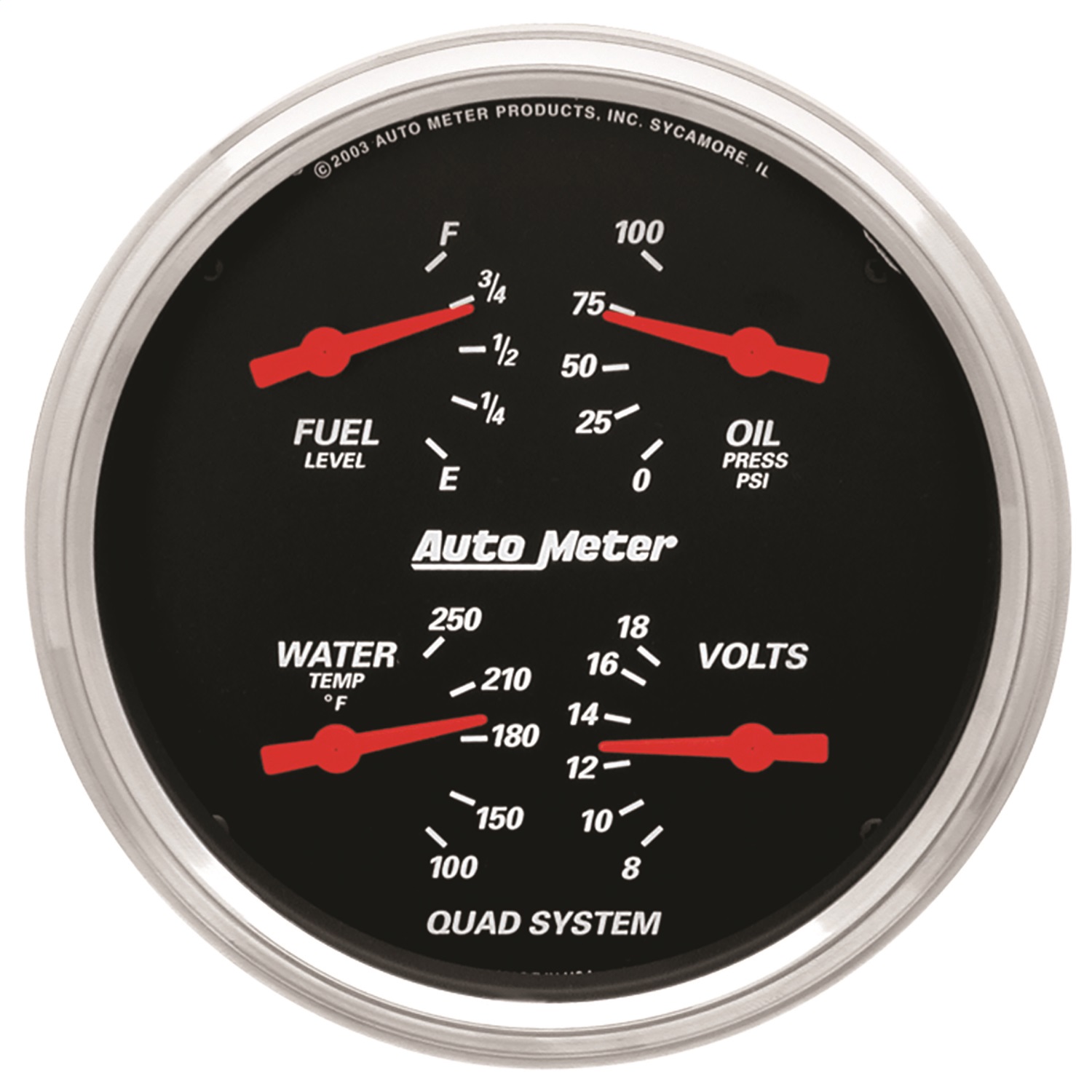 AutoMeter 1419 - Gauge Quad 5in. 0 Ohm(e) to 90 Ohm(f)Elec Designer Black AutoMeter 1419 - Gauge Quad 5in. 0 Ohm(e) to 90 Ohm(f)Elec Designer Black
