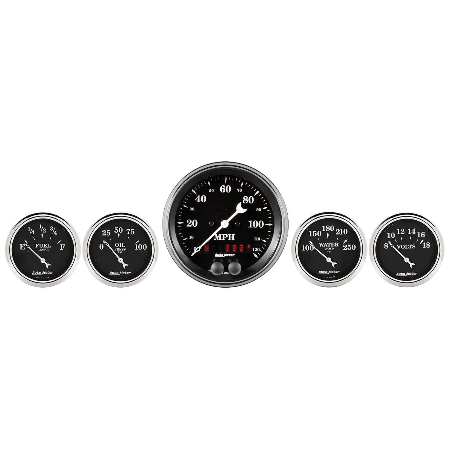 AutoMeter 1750 - Auto Meter Gauge Kit 5 pc. 3 3/8in & 2 1/16in GPS Speedometer Old Tyme Black AutoMeter 1750 - Auto Meter Gauge Kit 5 pc. 3 3/8in & 2 1/16in GPS Speedometer Old Tyme Black