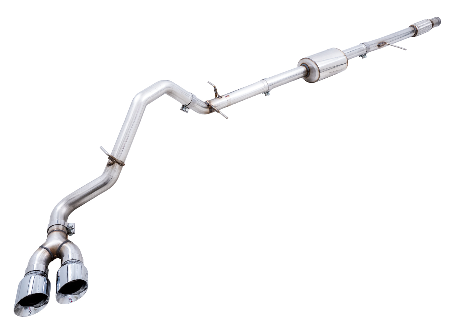 AWE 3015-22207 - 4th Gen GM 1500 5.3L 0FG Catback Dual Side Exit (Flat Bumper) - Chrome Tips